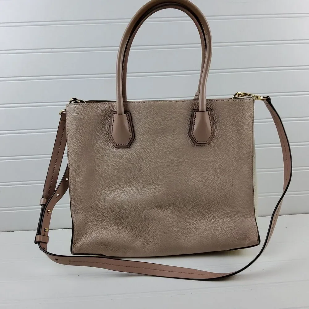 Michael Kors MK Pebbled Leather Satchel Crossbody Shoulder Handbag Purse